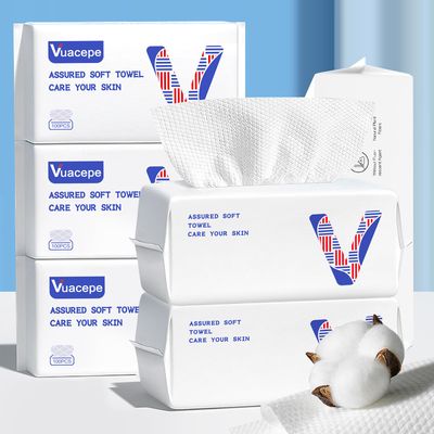Vuacepe Face Towels Disposable Cotton Facial Clean Towels, 600 Count Biodegradable Soft Dry Facial Tissue, Face Drying Towels for Skin Care, Makeup Remover, Disposable Face Cloths for Washing Face