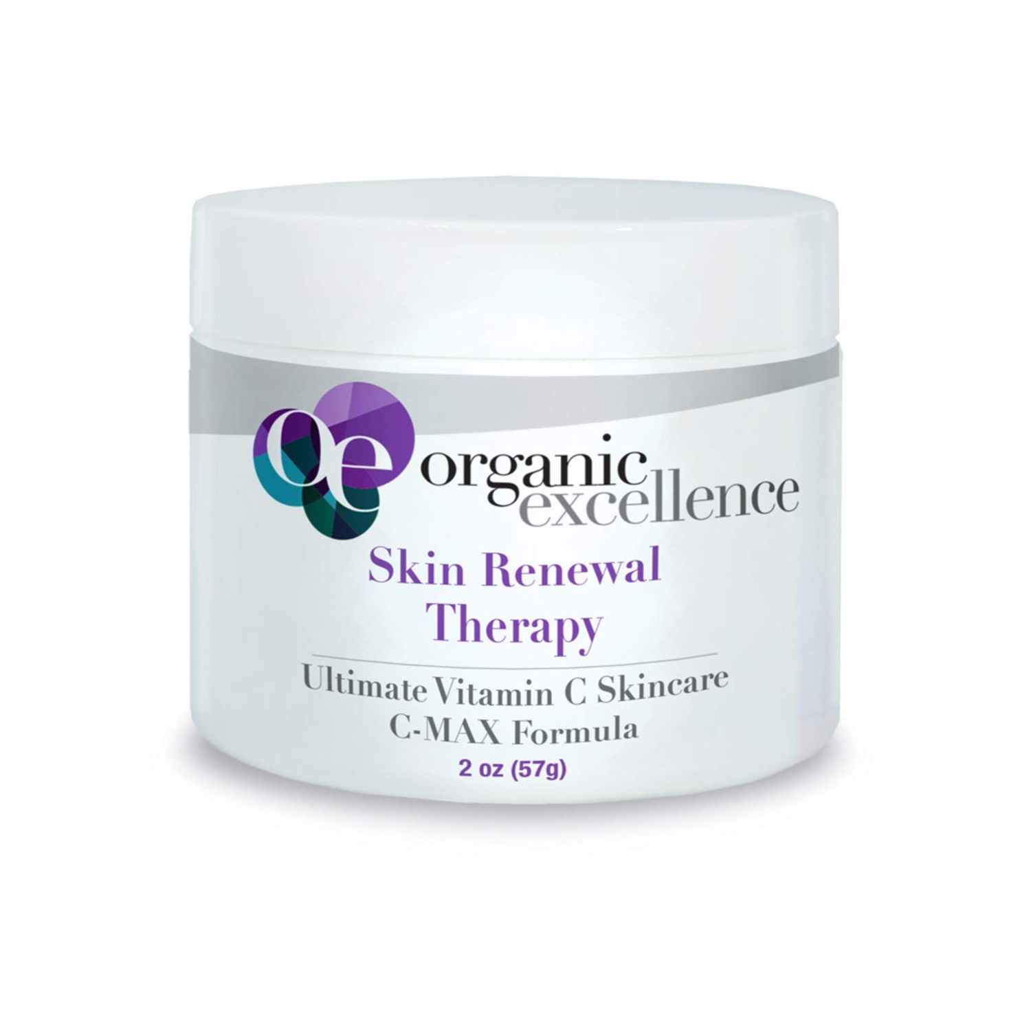 Organic Excellence Skin Renewal Therapy, Vitamin C Face &amp; Neck Cream, Moisturizer to Stimulate Collagen Production and Increase Skin Cell Renewal, Organic Natural Non-Toxic Cruelty-Free 2 oz (57g)