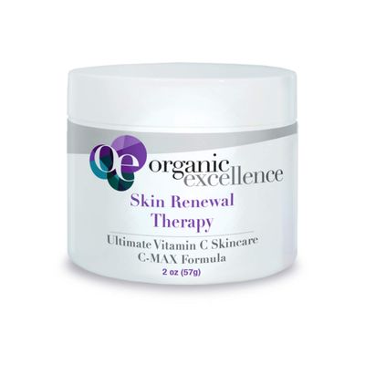 Organic Excellence Skin Renewal Therapy, Vitamin C Face &amp; Neck Cream, Moisturizer to Stimulate Collagen Production and Increase Skin Cell Renewal, Organic Natural Non-Toxic Cruelty-Free 2 oz (57g)