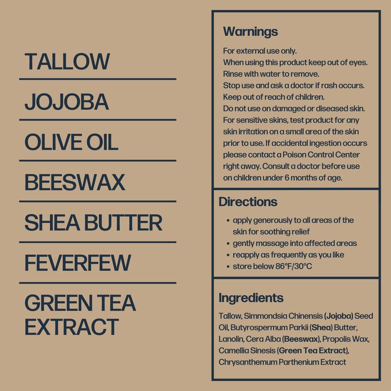 Sky and Sol Everything Cream | 100% Grass Fed Beef Tallow Moisturizer for Face and Body | Day &amp; Night Skincare | Safe Natural Edible-Grade Ingredients | After-Sun Care | All Skin Types | 3 oz