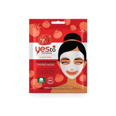 Yes To Tomatoes Acne Fighting Paper Mask, With Salicylic Acid To Help Control Pimples &amp; Blackheads, 1 Count