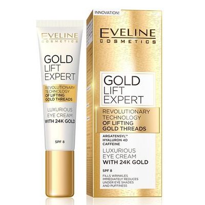 NEW EVELINE Gold Lift Expert Eye Cream 15ml Anti Wrinkle, Reduce Under Eye shade