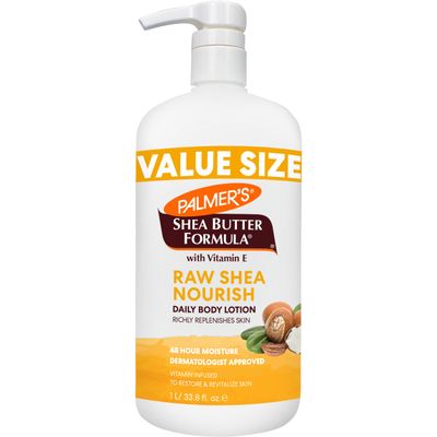 Palmer&#39;s Shea Formula Raw Shea Body Lotion for Dry Skin, Hand &amp; Body Moisturizer, Value Size Pump Bottle, 33.8 Ounces (Pack of 1)