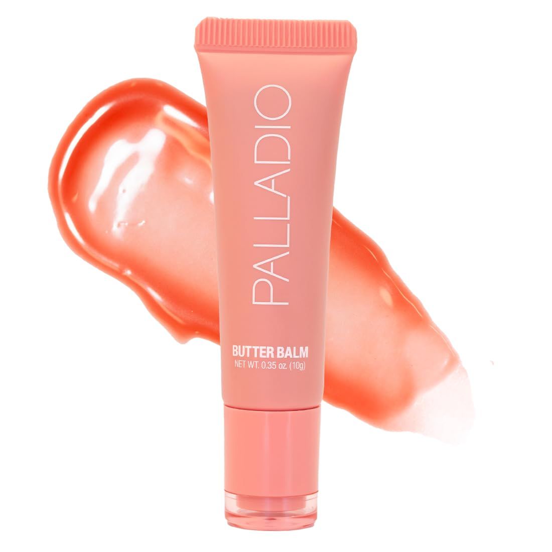 Palladio Butter Balm - Hydrating Lip Balm with Sheer Tint, Aloe, Peptides, Shea Butter, and Vegan Formulation for Instant Moisture, Shine, and Soothing Lip Care, Peaches &amp; Cream
