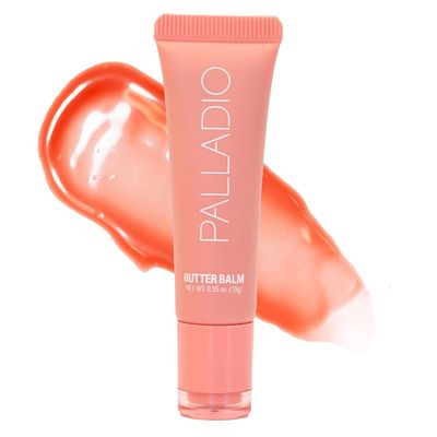 Palladio Butter Balm - Hydrating Lip Balm with Sheer Tint, Aloe, Peptides, Shea Butter, and Vegan Formulation for Instant Moisture, Shine, and Soothing Lip Care, Peaches &amp; Cream
