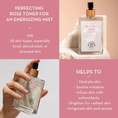 Toner for Face | Set The Tone by The Organic Skin Co. | Hydrating Toner Facial Spray | Rosewater Face Mist | Face Toner for Women and Men | Honeysuckle, Rose Oil, Rose Flower Water and Aloe Vera