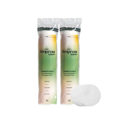 Organic Cotton Rounds for Face - Vegan &amp; Organic Cotton Pads for Face - Cotton Rounds Makeup Remover Pads, Biodegradable Cotton Rounds, Skin-Friendly Rounds, Hempress Hygienics (180 Count)