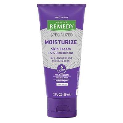Medline Remedy Specialized Skin Cream, Unscented (2 fl oz), 1.5% Dimethicone, Nourishing Moisturizer for Dry Skin, Paraben-free, and Hypoallergenic Body Cream, Daily Lotion for Dry and Sensitive Skin