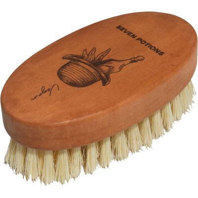 Seven Potions Vegan Beard Brush for Men - 100% Sisal Plant Fibre &amp; Pear Wood - Firm Bristles to Gently Tame/Soften/Exfoliate - 100% Natural, Non-Synthetic