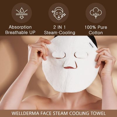 WELLDERMA FACE STEAM &amp; COOLING TOWEL Cotton 2in1 care