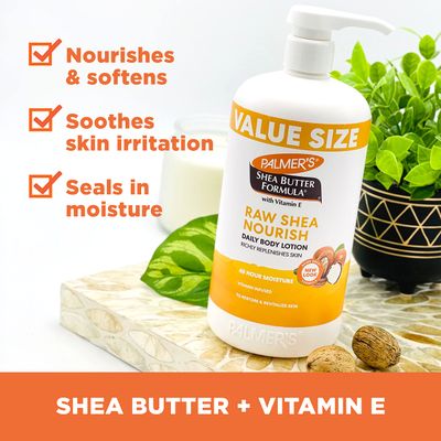 Palmer's Shea Formula Raw Shea Body Lotion for Dry Skin, Hand &amp; Body Moisturizer, Value Size Pump Bottle, 33.8 Ounces (Pack of 1)