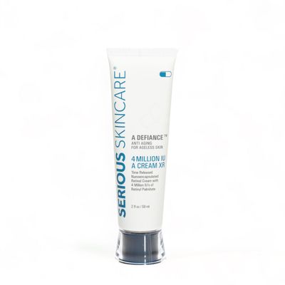 Serious Skincare A Defiance 4 Million IU Retinol A Cream XR for Face &amp; Neck - Premium Moisture Cream - Anti-Aging -Green Tea Leaf + Grape Seed Extract - Reduce appearance of Fine Lines, Wrinkles 2 oz.