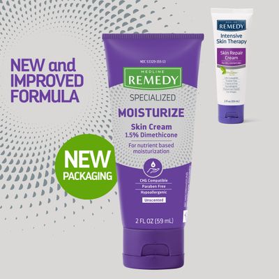 Medline Remedy Specialized Skin Cream, Unscented (2 fl oz), 1.5% Dimethicone, Nourishing Moisturizer for Dry Skin, Paraben-free, and Hypoallergenic Body Cream, Daily Lotion for Dry and Sensitive Skin