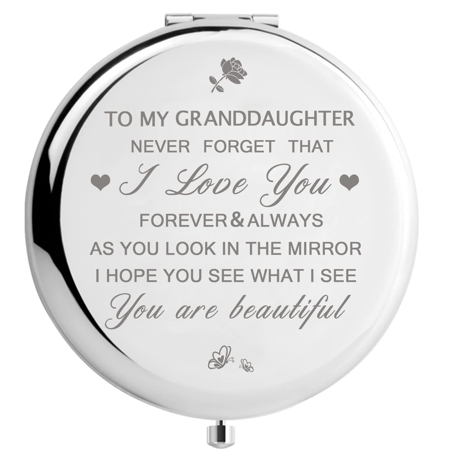 Peayale Gifts for Granddaughter from Grandma/Grandpa Gifts for Women Who Have Everything Personalized Compact Mirror (Love My Granddaughter)