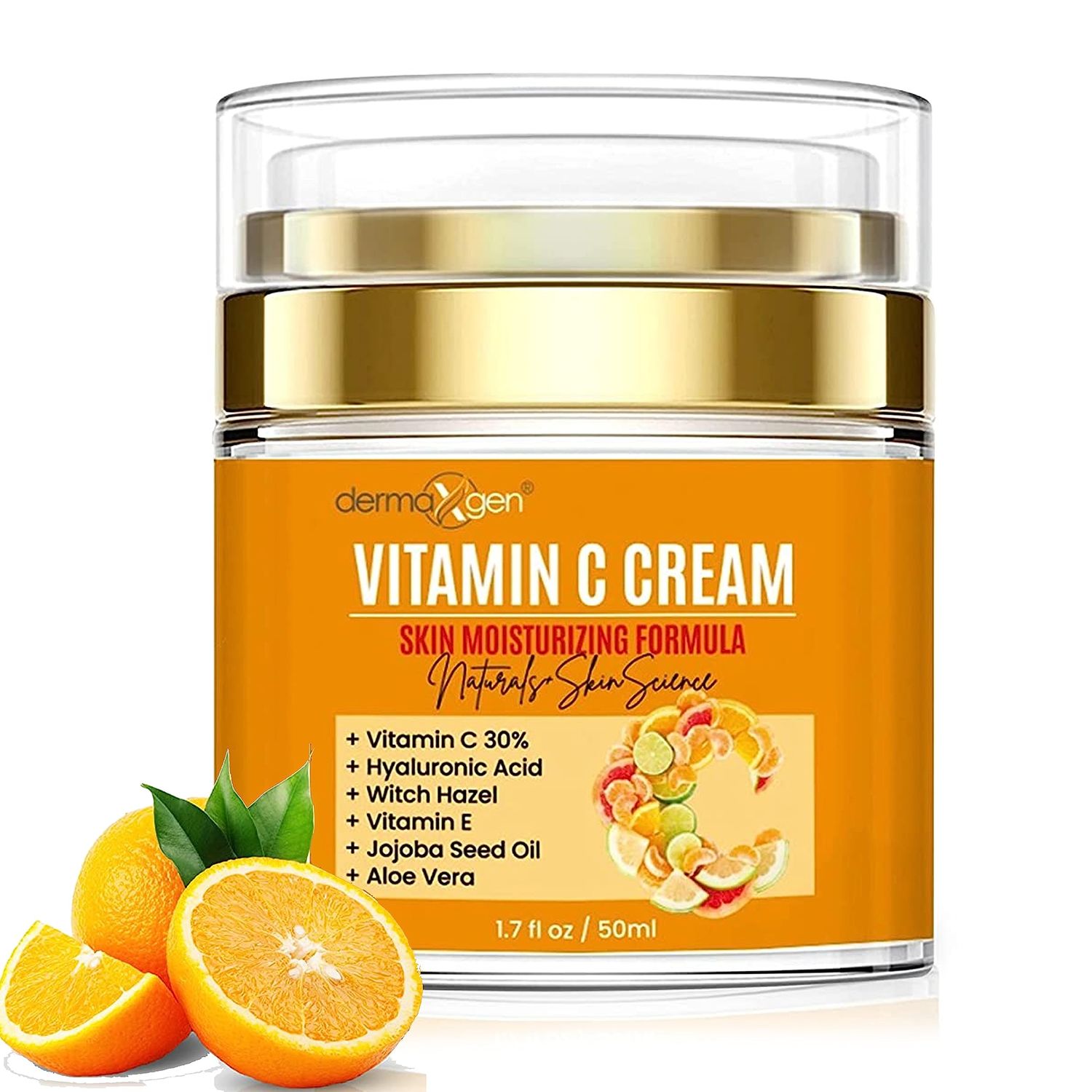 Vitamin C Moisturizing Cream - Organic Glowing Skin Anti-Aging, Rejuvenating, Boosting Collagen Hydrating for Dull, Dry &amp; Sensitive &amp; Oily Skin - 1.7 FL OZ.