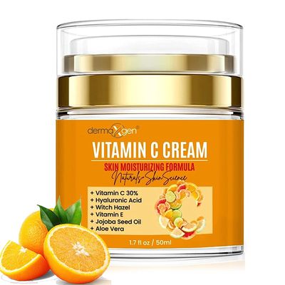 Vitamin C Moisturizing Cream - Organic Glowing Skin Anti-Aging, Rejuvenating, Boosting Collagen Hydrating for Dull, Dry &amp; Sensitive &amp; Oily Skin - 1.7 FL OZ.