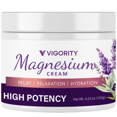 Vigority Magnesium Cream for Sleep: Magnesium Lotion for Leg Cramps - Soothing Magnesium with Lavender, Vitamin E and Shea Butter - Safe for Kids &amp; Pregnant Individuals - 4.23 oz