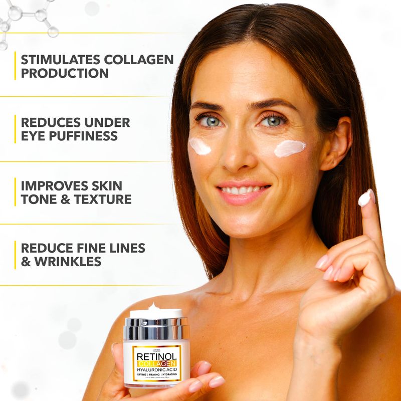 Retinol Cream for Face - Facial Moisturizer with Collagen and Hyaluronic Acid - Anti Aging Face Cream for Women and Men - Day and Night - Wrinkle - Neck &amp; Dcollet