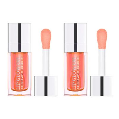 Unyoke Plumping Lip Oil, Hydrating Gloss Tinted Lip Balm Transparent Lip Care, Big Brush Head Glitter Shine, Long Lasting Nourishing Non-sticky Fresh Texture(2PCS PINK)