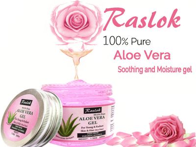 Raslok Aloe Vera Gel Pure Natural Organic Aloe Gel For Moisturizing Face Skin &amp; Hair Care (Rose, 7.76 OZ)