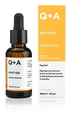 Q+A Peptide Facial Serum - Anti-Ageing Peptide Face Serum for Revitalised, Youthful Skin, Water-Based Fast Absorption - Contains Pure Peptide, Magnesium PCA, and Hyaluronic Acid for Hydration, 1fl.oz