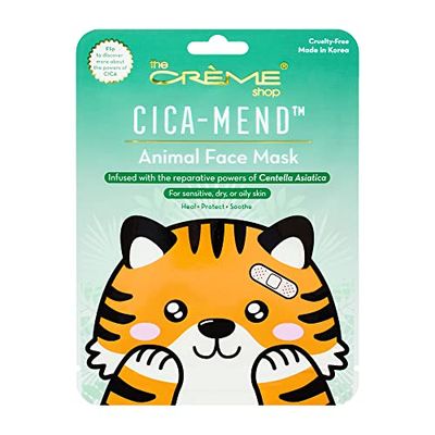 The Creme Shop Animal Sheet Mask, Korean, Hydrating, Collagen, Vitamin C, Anti-Aging - Pack of 3 (Tiger)