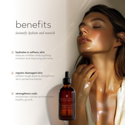 Measurable Difference Argan Oil Face Instant Face &amp; Body Moisturizer, 4oz - Daily Nourishment &amp; Hydration for All Skin Types