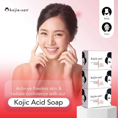 Kojie San Face &amp; Body Complete Brightening Set - 3 x 100g Bars Soap, Body Lotion, Face Cream, Toner, and Face Cleansing Brush - 7pcs
