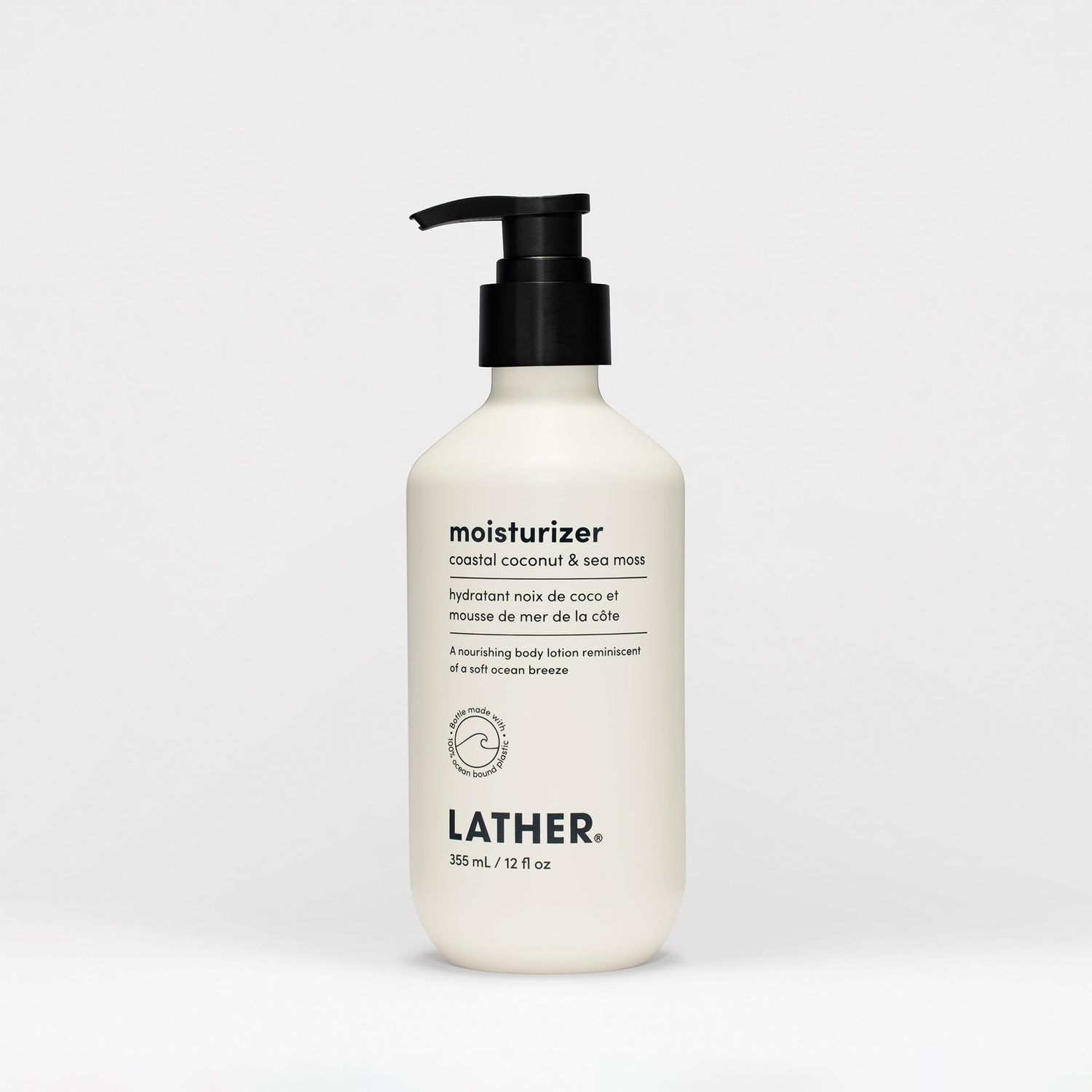 LATHER Coastal Coconut &amp; Sea Moss Body Moisturizer | Deep Hydration &amp; Nourishing Skin Care | Paraben &amp; Sulfate-Free | Lightweight &amp; Fast-Absorbing | Suitable for All Skin Types | 12 OZ