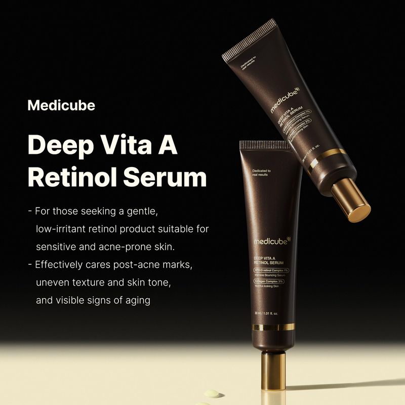 Medicube Deep Reviving Bakuchiol Retinol Facial Serum - Anti-Aging 4th Gen Retinol &amp; Bakuchiol - Targets Fine Lines, Uneven Skin Tone, Blemish Scars - Korean Skin Care, Low Irritant, 1.69 oz