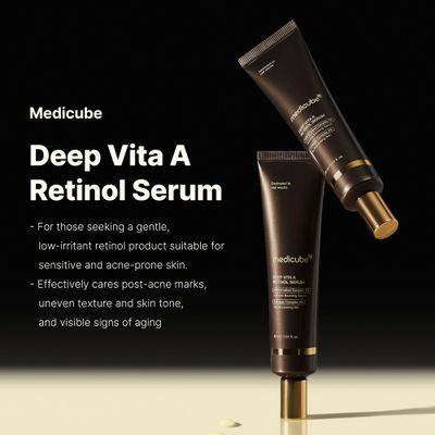 Medicube Deep Reviving Bakuchiol Retinol Facial Serum - Anti-Aging 4th Gen Retinol & Bakuchiol - Targets Fine Lines, Uneven Skin Tone, Blemish Scars - Korean Skin Care, Low Irritant, 1.69 oz
