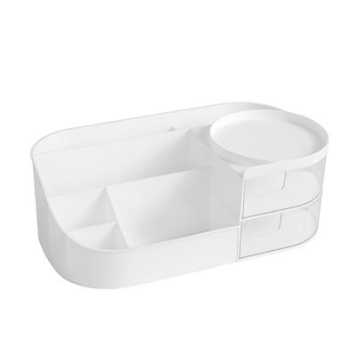 skin care organizer,Makeup Desk Organizer With Drawers,Countertop Organizer for Cosmetics,Vanity brush with Holder for Lipstick, Brushes, Eyeshadow, and Jewelry Desktop Finishing Dresser (White)