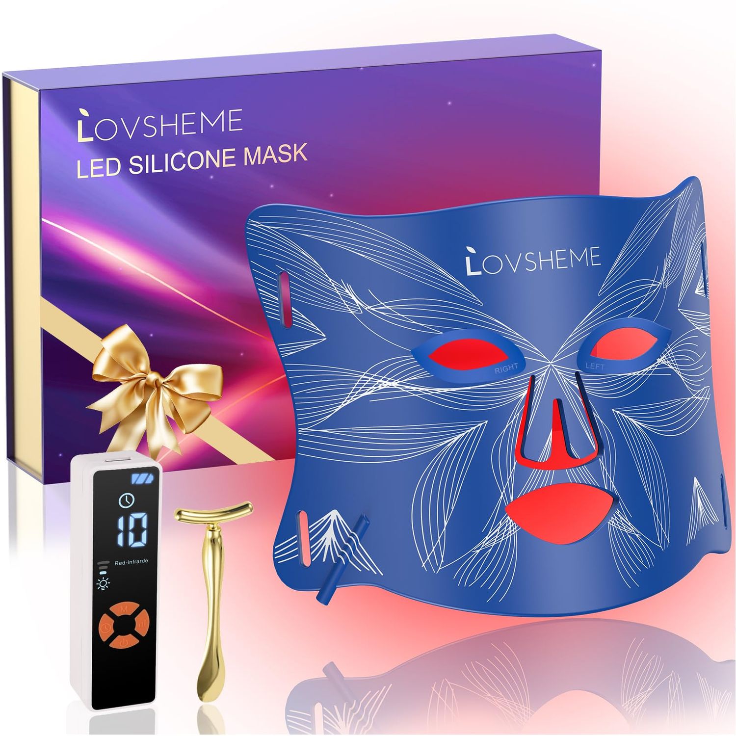 Lovsheme Red Light Therapy for Face, LED Face Mask Light Therapy, Omnilux Red Light Therapy Mask for Wrinkles, Acne, Skin Rejuvenation, 320 LEDs, 3 Modes, Ergonomic Design for Home &amp; Travel