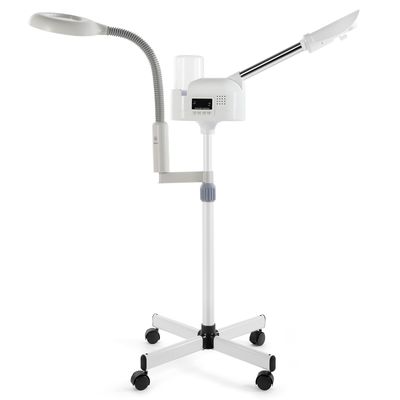 Professional Facial Steamer 2 in1 Steamer for Face 5X LED Magnifying Lamp Hot Ozone Facial Steamer for Esthetician Beauty Face Equipment Use at Home or SalonWhite