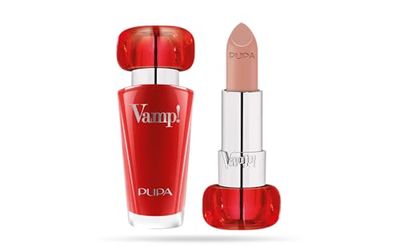 Pupa Milano Vamp! Extreme Colour Lipstick With Plumping Treatment - For Fuller, Defined Lips - Adds Incredible, Deep Color To Lips - Soft Texture Adheres Perfectly - 100 Naked Skin - 0.123 Oz