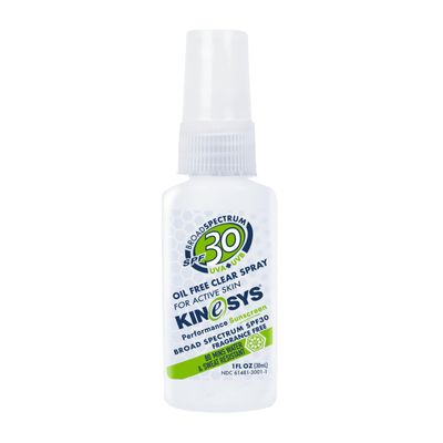 KINeSYS Fragrance Free Clear Spray Sunscreen for sensitive skin, SPF 30, Hypoallergenic, Broad Spectrum UVA/UVB protection for Body, Alcohol, PABA and Oxybenzone FREE, 170+ Sprays, 1 Fl Oz (Pack of 2)