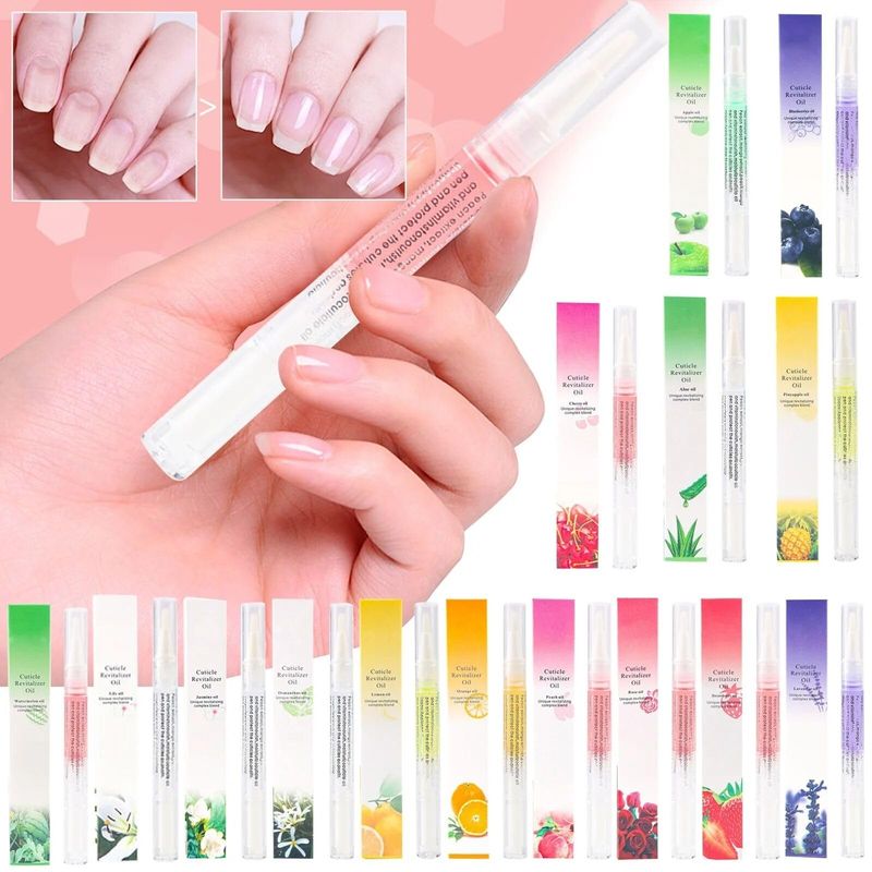 Yimart 4pcs 15 Smell Nail Nutritional Oil Pen Liquid,Nail Cuticle Oil Pen,Nail Oil,Anti-barb Nail Edge Nutritional Oil, Finger Edge Oil,Female Nail Care Tool (Apple, 2ML)