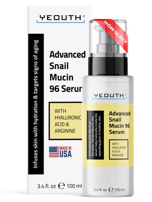 YEOUTH Snail Mucin Serum for Face, Advanced Snail 96 Mucin Power Essence, Face Serum with Hyaluronic Acid, Hydrating Skin Care 3.4oz