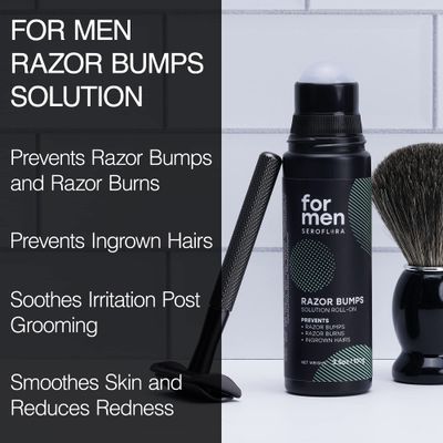 Seroflora For Men Razor Bumps Solution - Ingrown Hair Treatment for Men - Razor Bump Treatment for After Shave &amp; Waxing - Roll-On for Face, Legs, Body (3.5floz)
