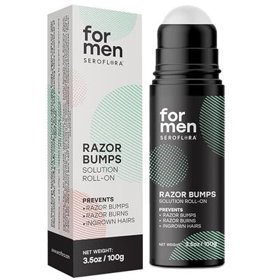 Seroflora For Men Razor Bumps Solution - Ingrown Hair Treatment for Men - Razor Bump Treatment for After Shave &amp; Waxing - Roll-On for Face, Legs, Body (3.5floz)