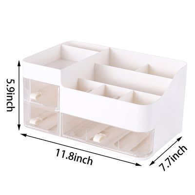 White Makeup Organizer With 3 Drawers,Large Capacity Plastic Cosmetic Storage Organizer for Dresser and Vanity,Ideal for Beauty,Perfume,Brushes,Skincare Bathroom Organizers and Storage Counter