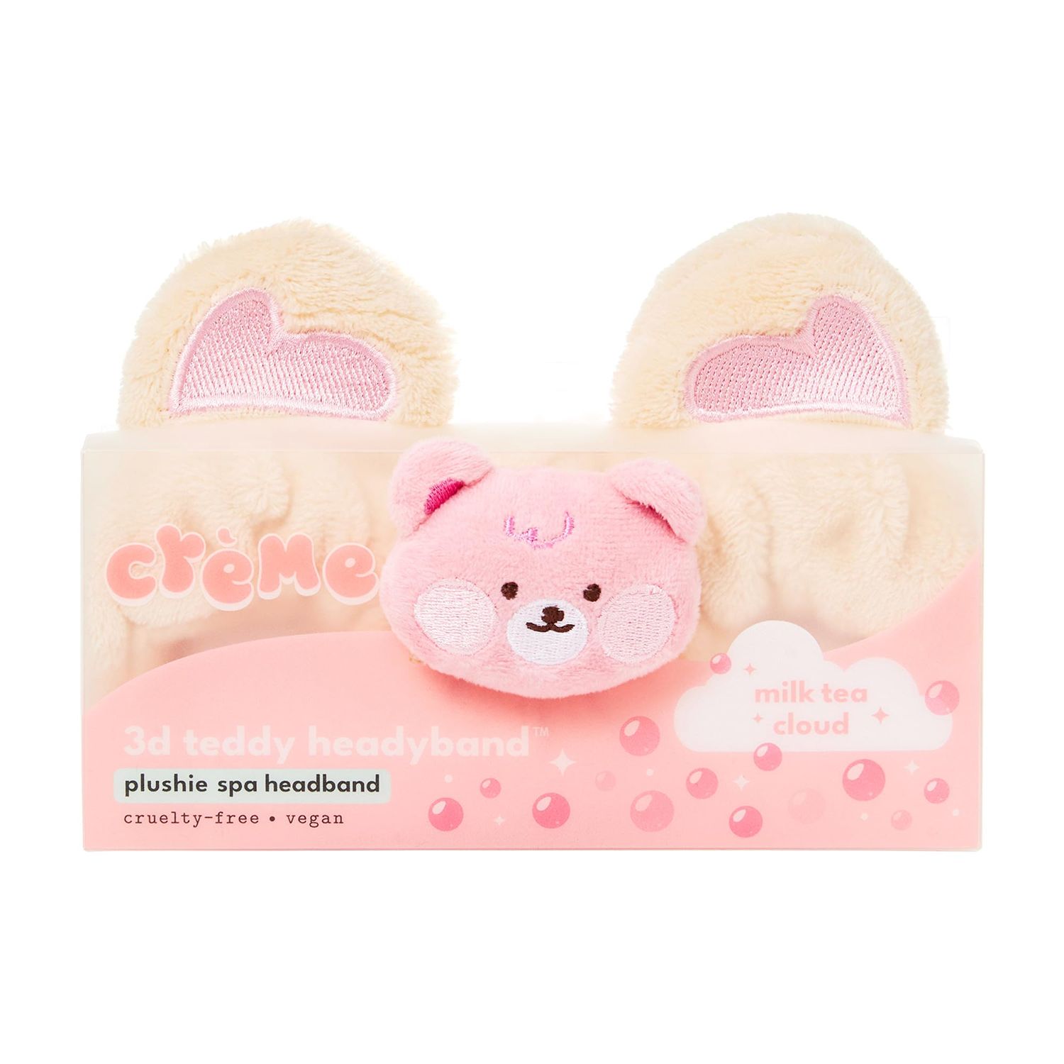 The Crme Shop Boba Bears 3D Teddy Headyband | Spa Headband | Headband for Washing Face | Skincare Headbands | Headbands for Women (Milk Tea Cloud)