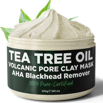 Terramed Just Think Comfort Pore Cleansing Mask - Blackhead Remover Clay Mask - Pore Minimizer for Face with Volcanic Ash &amp; AHA - Itching, Burning, Redness Relief - Detoxifies and Refines Skin