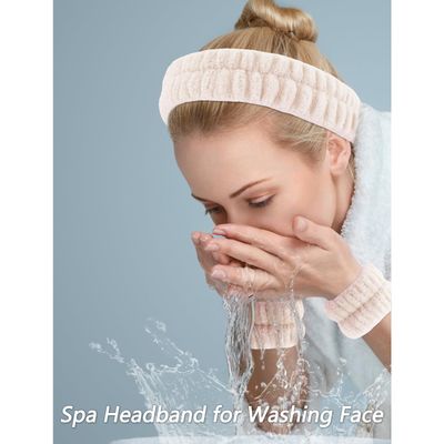 VELSCRUN 6 Pcs Khaki Bubble Puffy Sponge Spa Headband Wristband Set, Spa Headbands for Wash Face, Makeup Headband, Facial Skincare Headbands Women Girls Sleepover Party Supplies Hair Accessories