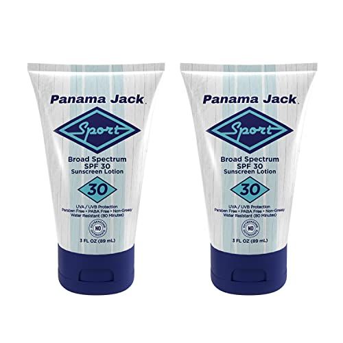 Panama Jack Sport Sunscreen Lotion - SPF 30, Broad Spectrum UVA/UVB Protection, Non-Greasy, PABA, Paraben, Gluten &amp; Cruelty Free, 3 FL OZ (Pack of 2)