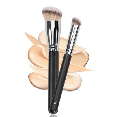 Kugge Under Eye Concealer Brush &amp; Foundation Brush for Liquid Makeup, 2PCS Dense Synthetic Angled Kabuki Blending Makeup Brush, for Liquid, Cream and Setting Powder