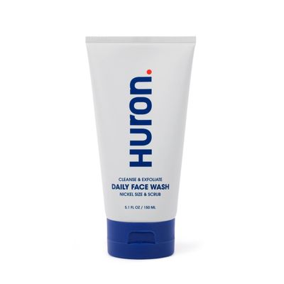 Huron Mens Face Wash - Daily Deep Facial Cleanser &amp; Mild Exfoliator - Cleans, Conditions, &amp; Hydrates Skin - Subtle Energizing Scent - Vegan, Sulfate-Free - 5.1 Oz