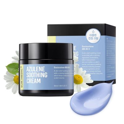SUR.MEDIC+ AZULENE Moisturizing Soothing Cream, Calming Cream for Sensitive Skin, Daily Facial Moisturizer for Barrier Repair, Blemish Relief Care, Korean Skincare 50ml, 1.69 oz