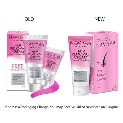 Namyaa Hair Removal Cream for Intimate Skin with Free Vitamin C Serum, 60 gram, Pack of 2