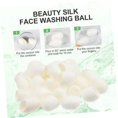 PLAFOPE 100Pcs Natural Organic Silkworm Balls for Skin Care Exfoliating Facial Cleaning Scrub Blackhead Removal Beauty for Gentle Cleansing